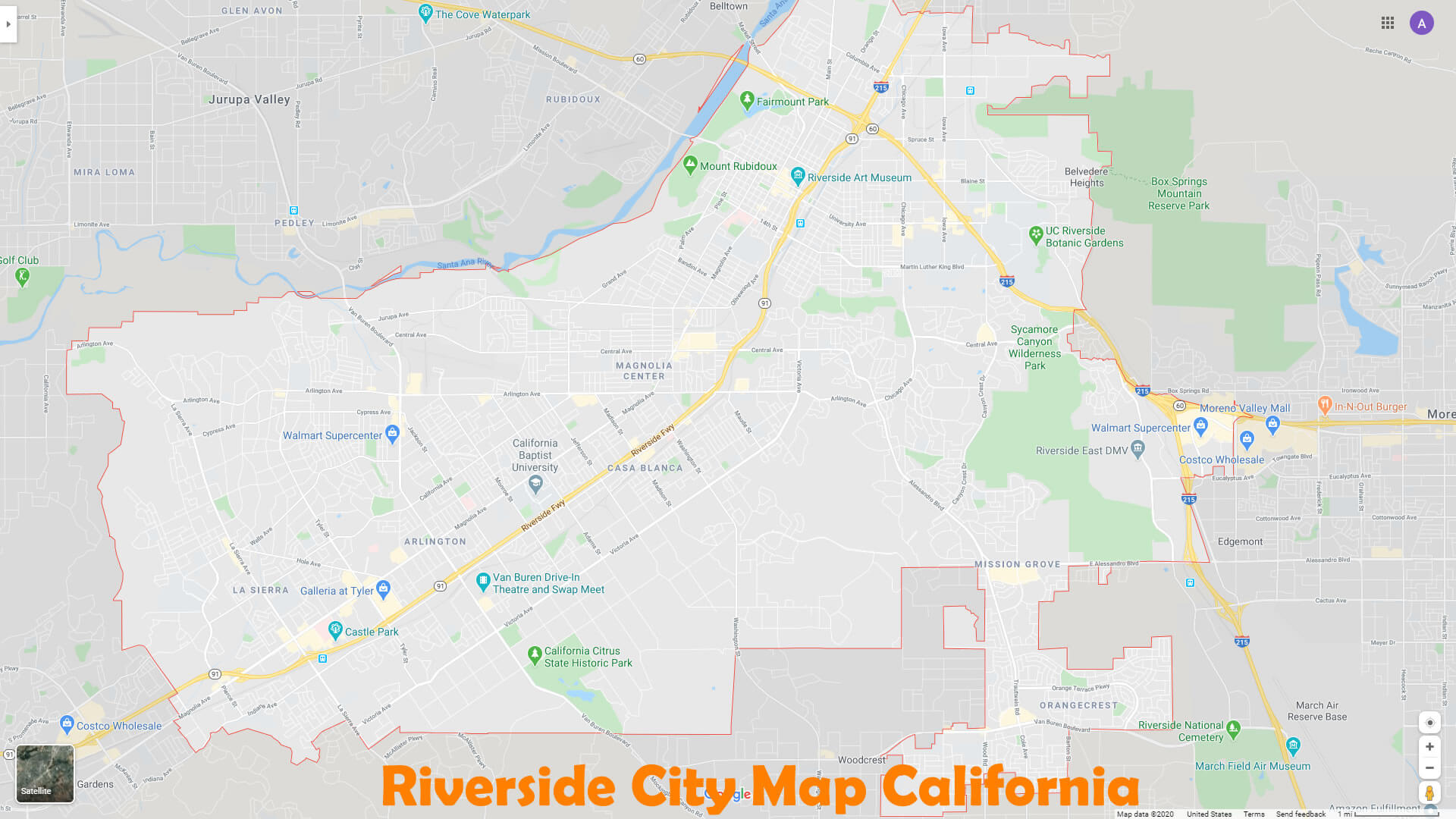 Riverside City Map California